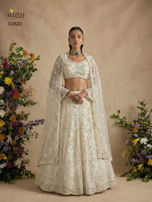 ALIZEH 1082 COLORS BLOUSE,LEHENGA & DUPATTA-BUTTERFLY NET
INNER-BANGLORI SILK WEDDING LEHENGA - 1082-D