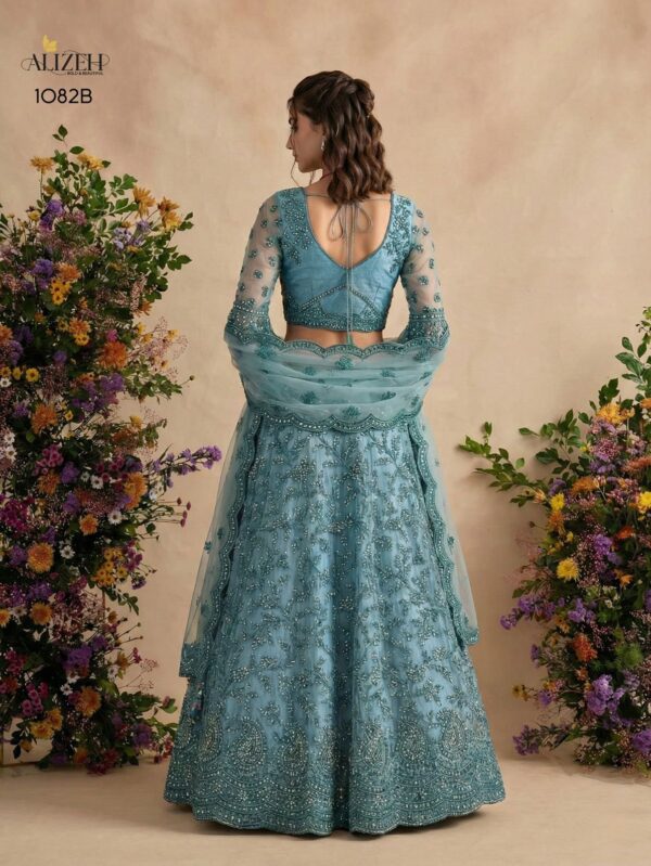 ALIZEH 1082 COLORS BLOUSE,LEHENGA & DUPATTA-BUTTERFLY NET
INNER-BANGLORI SILK WEDDING LEHENGA - 1082-B