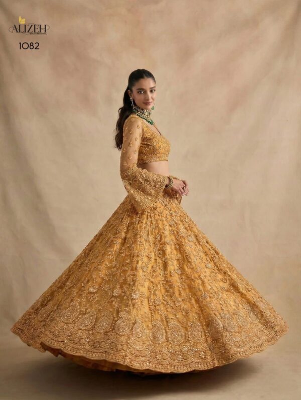 ALIZEH 1082 COLORS BLOUSE,LEHENGA & DUPATTA-BUTTERFLY NET
INNER-BANGLORI SILK WEDDING LEHENGA - 1082