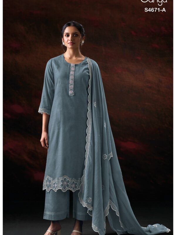 GANGA FASHION NISHIRA 4671 SERIES PREMIUM PURE BEMBERG SUMMER COLLECTION SALWAR KAMEEZ ONLINE - S 4671-A